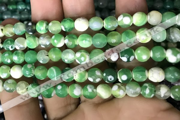 CAA2922 15 inches 6mm faceted round fire crackle agate beads wholesale