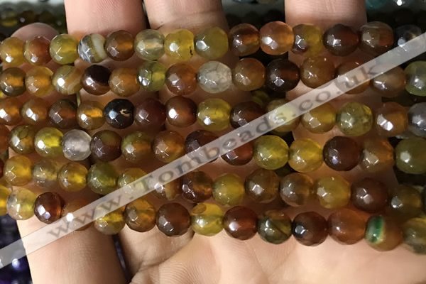 CAA2928 15 inches 6mm faceted round fire crackle agate beads wholesale