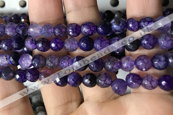 CAA2929 15 inches 6mm faceted round fire crackle agate beads wholesale