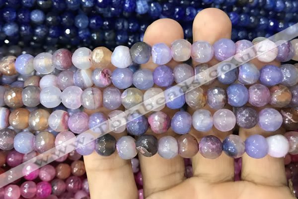 CAA2962 15 inches 8mm faceted round fire crackle agate beads wholesale