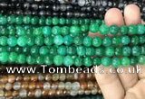 CAA2967 15 inches 8mm faceted round fire crackle agate beads wholesale