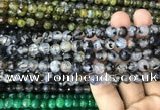 CAA2969 15 inches 8mm faceted round fire crackle agate beads wholesale