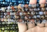 CAA2970 15 inches 8mm faceted round fire crackle agate beads wholesale