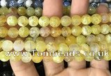 CAA2972 15 inches 8mm faceted round fire crackle agate beads wholesale