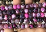 CAA2975 15 inches 8mm faceted round fire crackle agate beads wholesale