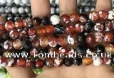 CAA2978 15 inches 8mm faceted round fire crackle agate beads wholesale