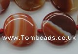 CAA298 15.5 inches 25mm flat round red line agate gemstone beads