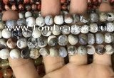 CAA2985 15 inches 8mm faceted round fire crackle agate beads wholesale