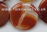 CAA299 15.5 inches 35mm flat round red line agate gemstone beads