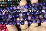 CAA2996 15 inches 8mm faceted round fire crackle agate beads wholesale