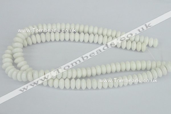 CAA30 15.5 inches 6*12mm rondelle white agate gemstone beads