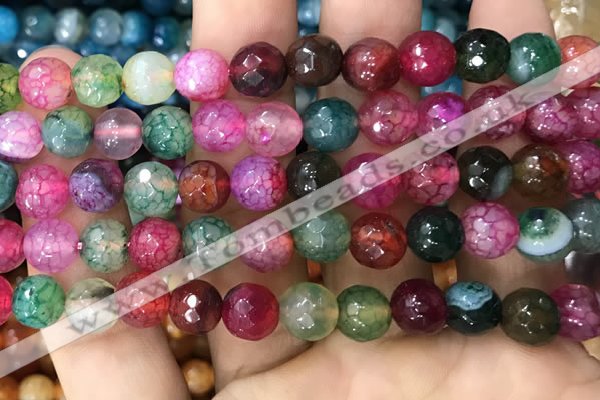 CAA3010 15 inches 8mm faceted round fire crackle agate beads wholesale