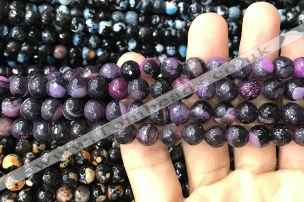 CAA3015 15 inches 8mm faceted round fire crackle agate beads wholesale