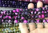 CAA3017 15 inches 8mm faceted round fire crackle agate beads wholesale