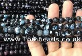 CAA3018 15 inches 8mm faceted round fire crackle agate beads wholesale