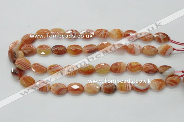 CAA302 15.5 inches 13*18mm faceted oval red line agate beads