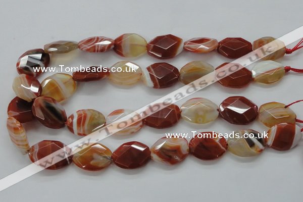 CAA303 15.5 inches 18*25mm faceted oval red line agate beads