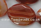 CAA304 15.5 inches 28*40mm faceted oval red line agate beads