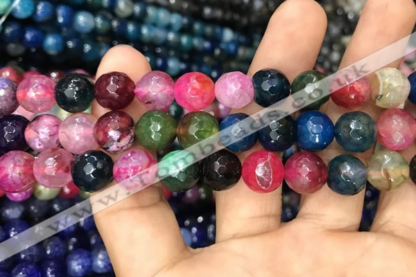 CAA3048 15 inches 10mm faceted round fire crackle agate beads wholesale