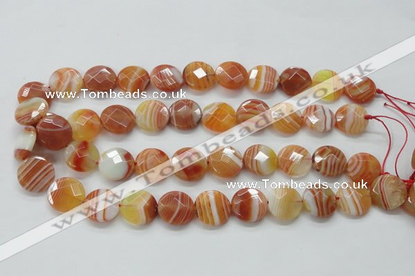 CAA306 15.5 inches 18mm faceted coin red line agate beads