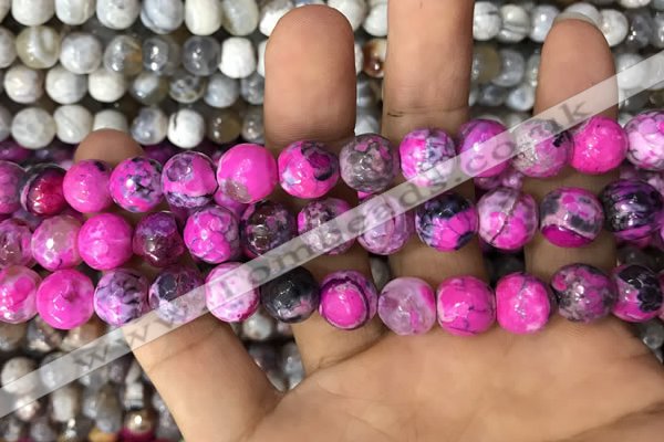 CAA3060 15 inches 10mm faceted round fire crackle agate beads wholesale