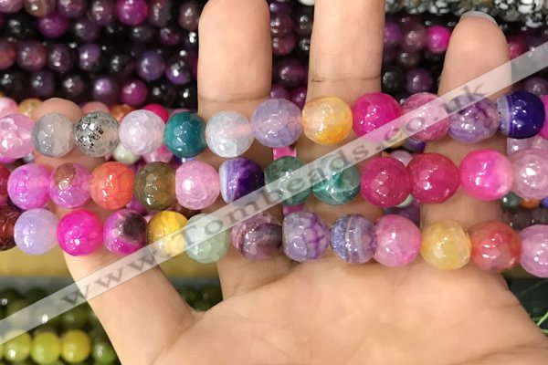 CAA3070 15 inches 10mm faceted round fire crackle agate beads wholesale