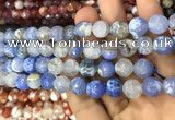 CAA3078 15 inches 10mm faceted round fire crackle agate beads wholesale