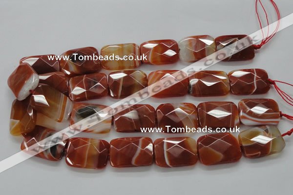 CAA308 15.5 inches 22*30mm faceted rectangle red line agate beads