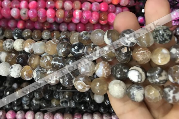 CAA3083 15 inches 10mm faceted round fire crackle agate beads wholesale