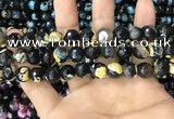 CAA3089 15 inches 10mm faceted round fire crackle agate beads wholesale