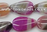 CAA312 15.5 inches 22*30mm flat teardrop fuchsia line agate beads