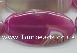 CAA313 15.5 inches 30*60mm oval fuchsia line agate beads