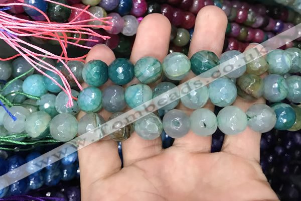 CAA3132 15 inches 12mm faceted round fire crackle agate beads wholesale