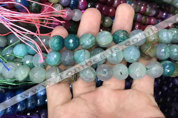 CAA3132 15 inches 12mm faceted round fire crackle agate beads wholesale