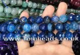 CAA3133 15 inches 12mm faceted round fire crackle agate beads wholesale