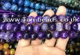 CAA3134 15 inches 12mm faceted round fire crackle agate beads wholesale