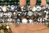 CAA3144 15 inches 12mm faceted round fire crackle agate beads wholesale