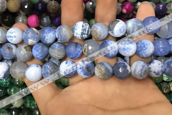 CAA3145 15 inches 12mm faceted round fire crackle agate beads wholesale