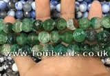 CAA3146 15 inches 12mm faceted round fire crackle agate beads wholesale