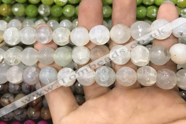 CAA3147 15 inches 12mm faceted round fire crackle agate beads wholesale