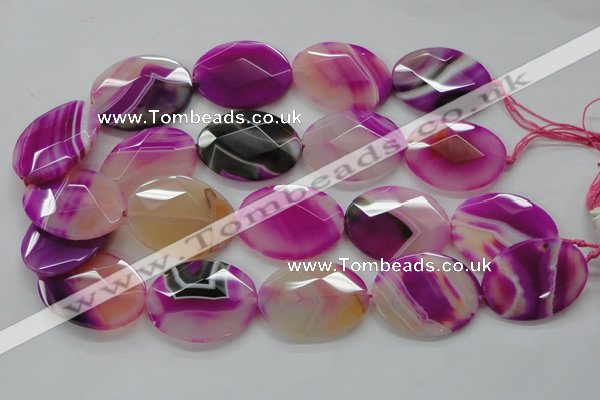 CAA315 15.5 inches 20*26mm faceted oval fuchsia line agate beads