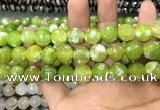 CAA3154 15 inches 12mm faceted round fire crackle agate beads wholesale