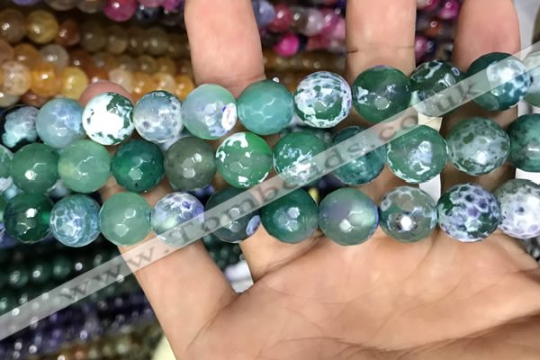 CAA3155 15 inches 12mm faceted round fire crackle agate beads wholesale