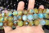 CAA3157 15 inches 12mm faceted round fire crackle agate beads wholesale