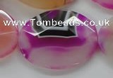 CAA316 15.5 inches 30*40mm faceted oval fuchsia line agate beads