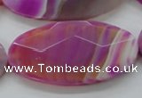 CAA317 15.5 inches 30*60mm faceted oval fuchsia line agate beads