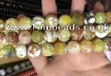 CAA3181 15 inches 14mm faceted round fire crackle agate beads wholesale