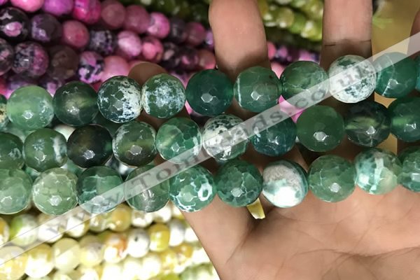 CAA3184 15 inches 14mm faceted round fire crackle agate beads wholesale