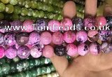 CAA3185 15 inches 14mm faceted round fire crackle agate beads wholesale