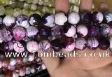 CAA3186 15 inches 14mm faceted round fire crackle agate beads wholesale